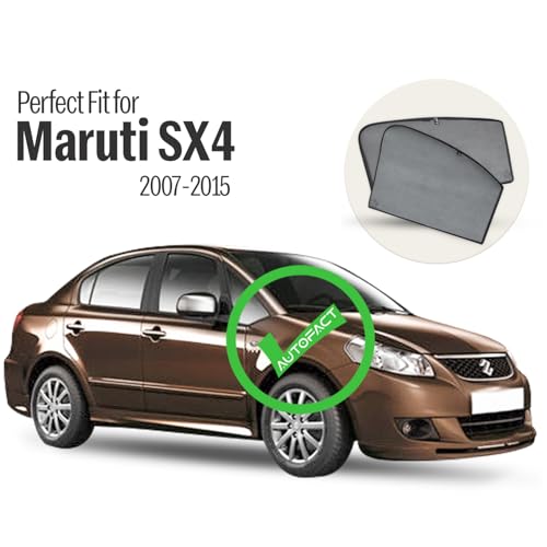 Image of Autofact Car Sunshades for Maruti SX4 (2007 to 2015), UV Protection, Useful Car Accessories, Custom fit Sun Shades for Side Windows, Set of 4