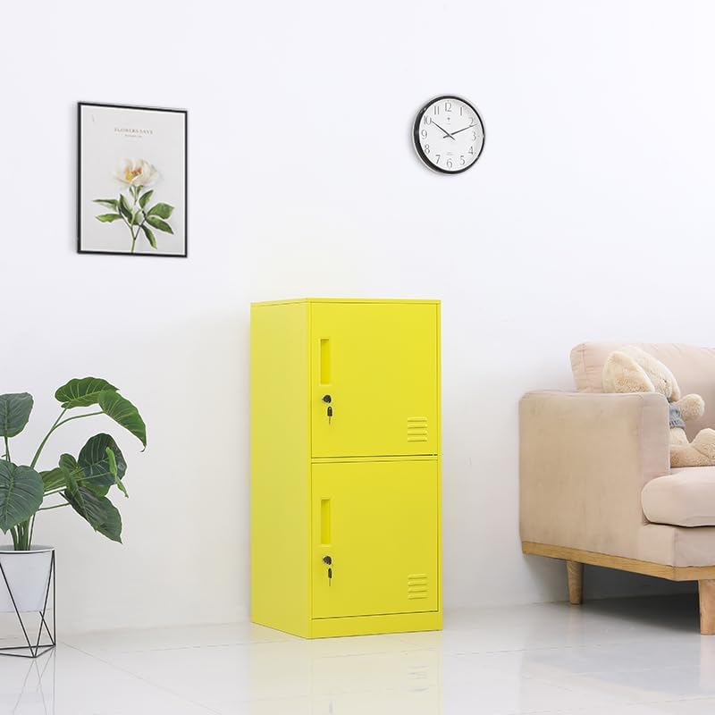 Miniatura 6 de Casillero de almacenamiento vertical de metal de 2 puertas para dormitorio de niños, habitación de los niños, escuela, oficina, hogar, gabinete de