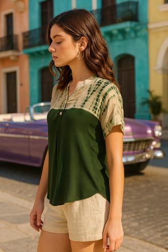 Image of Maaesa Women Handcrafted Tie & Dye Rayon Top | Casual Wear & Office Wear | Lightweight & Breathable Fabric