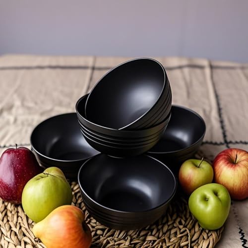 Tigela de cereal inquebrável de 680 g – conjuntos de tigelas de palha de trigo – Conjunto de 5 utensílios de jantar resistentes a quedas sem BPA – pode ir ao micro-ondas e lava-louças, tigela de sopa