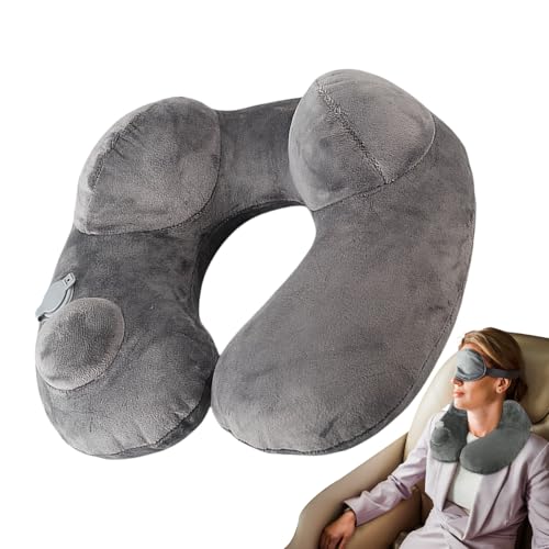 Cojín inflable para viajes en avión, cojín inflable de cabecera de oficina | con bolsa de almacenamiento manual comprimible con funda lavable para vuelo coche viajes