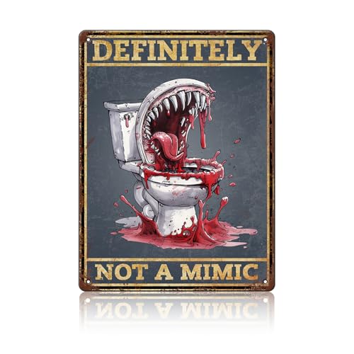 macago Bathroom Metal Poster Definitely Not A Mimic Sign Bathroom Decor Home Decor For Bathroom Restroom Metal Tin Sign 12x16 inch