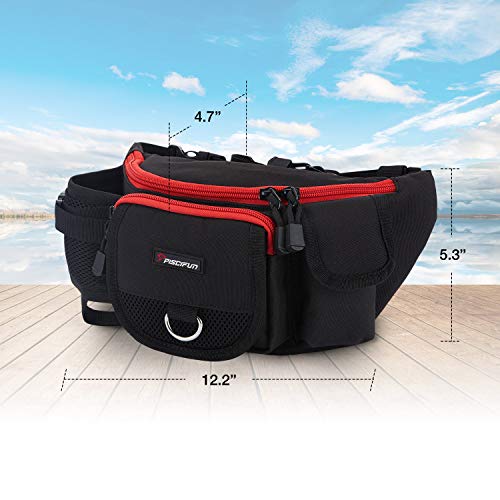 Piscifun Fishing Tackle Bag With Adjustable Waist Strap, Portable Multi-Function Fanny Fishing Storage Pack, Water-Resistant Outdoor Fly Fishing Bag, Small Fishing Bag (Black) #TOP6