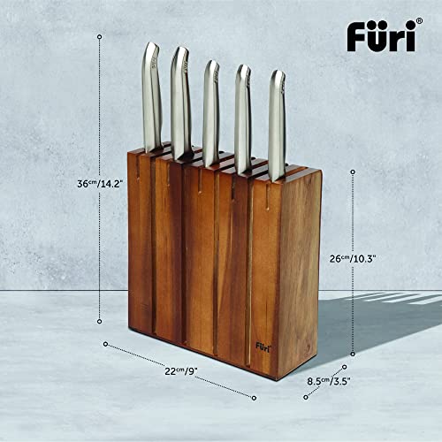 Furi Pro Segmented Knife Block Set 6 pc, Compact Knife Block with Five Premium Knives for a Superior Cutting Performance, Stainless Steel Blades, Ergonomic Reverse-Wedge, Anti-Fatigue Handle - Image 6