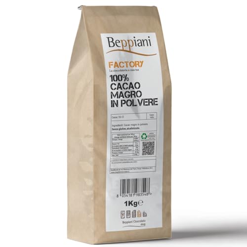 Beppiani Cacao amaro en polvo, 1 kg, producto profesional, envasado en Italia, apto para todas las preparaciones
