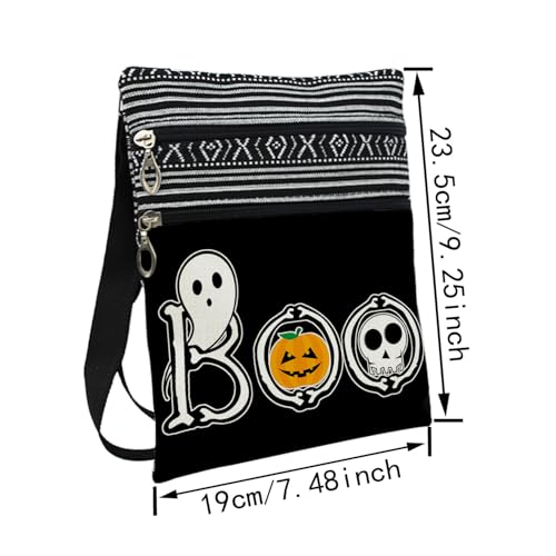Spook Boo Messenger Bag Small Ethnic Pattern Adjustable Strap Crossbody Zipper Pouch Spook Boo Phone Organizer Wallet Shoulder Handbag Halloween Present for Women Friends2