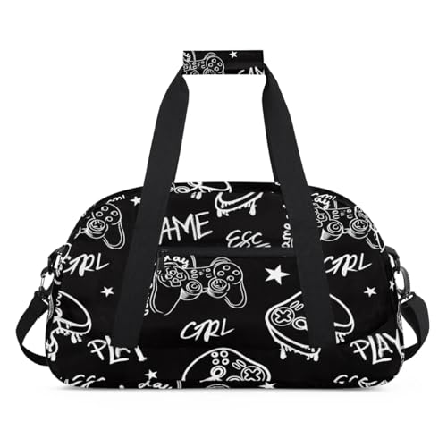 Kids Overnighter Duffel Bags for Boys Girls, Gamer Gamepad Carry-On Size Sports Gym Bag for School Practice or Overnight Travel Weekender Sleepover Workout Tote Bag3