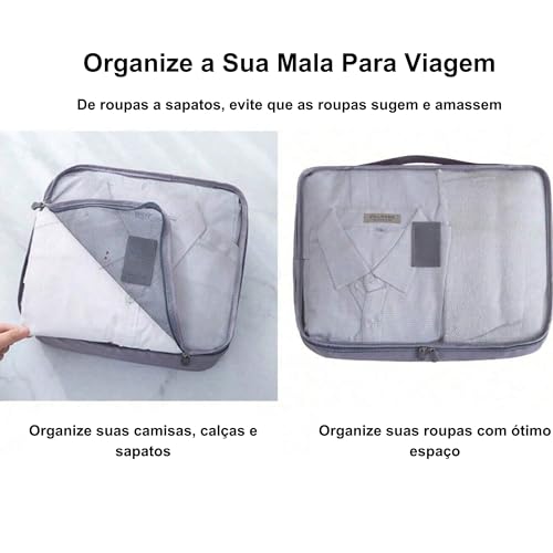 Kit Organizador de Mala, 6 Peças, Bolsa Organizadora para Viagem, Saco Organizador Viagem, Necessair