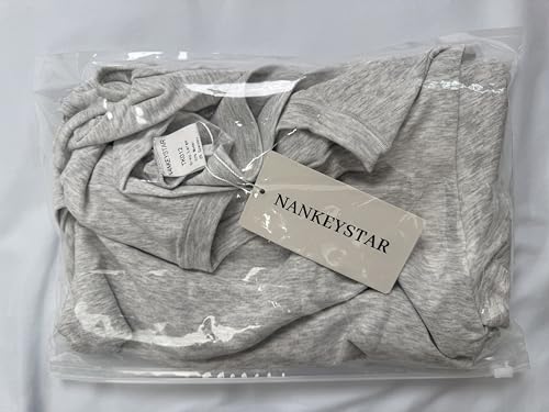 NANKEYSTAR Women's Shorts Pajama Sets Short Sleeve Crop Tops And Shorts Lounge Sets Sleeping Garments(012GR,L) Grey4