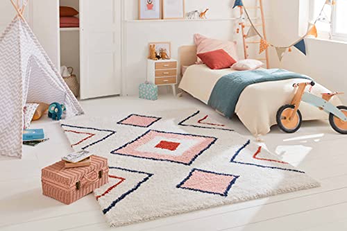 Nazar Tapis Salon Chambre Enfant, Shaggy, Tapis Berbere, Motif Azteque, Multicolore, Poil Long Doux, Tapis Chambre, Tapis Chambre, Tapis Bébé, Tapis Chambre Bébé, Tapis Doux (80x140 cm, 262 Multi)