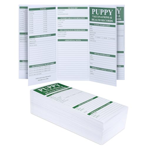 KAIU 6 Pack Puppy Shot Record Cards, Dog Vaccination Record Cards, Tri-fold Dog Health Record Sheets, Canine Health Log for Shots, Breeders & Pet Owners, Essential Puppy Supplies