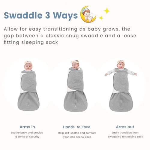 Image of ZIGJOY Sleep Sack Swaddle 1.0 TOG Baby Wearable Blanket 100% Cotton Baby Swaddle Blanket for Newborns 0-6 Months for Boy Girl, Grey