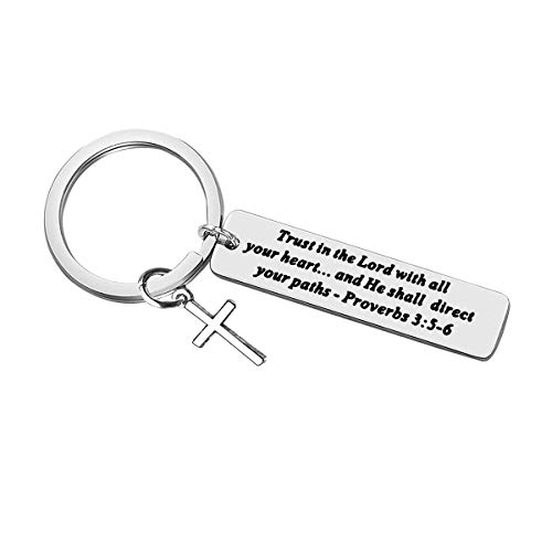 Baipilu Christian Keychain Gifts Faith Keychain Stainless Steel Enlighten The Mind & Empower the Spirit,Charm Religious Jewelry Christmas Easter Gift Friendship Present 1PCS
