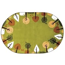 Carpets for Kids 33766 KIDSoft Tranquil Trees Classroom Nursery Kids Room Rug 6ft X 9ft Oval Green