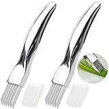 LSYJING 2 Slicing Knives, 2024 New Kitchen Gadgets Stainless Steel Scallion Knife, Multi-Functional Kitchen Slicing Flower Knife Tool