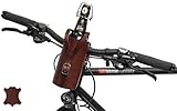 Gusti Flaschenhalter Leder - Connie für Fahrradlenker Getränkehalter Vintage Braun Leder