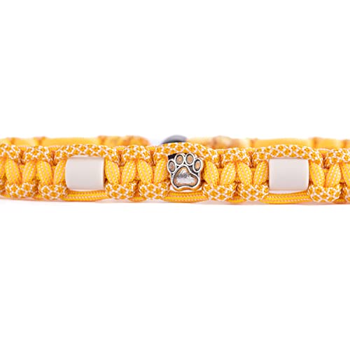 Dalias Dogs - Premium EM-Keramik Hundehalsband Katze Halsband Hund Schmuckhalsband Hundehalsband Paracord(15-20 cm, Honig Pastell)