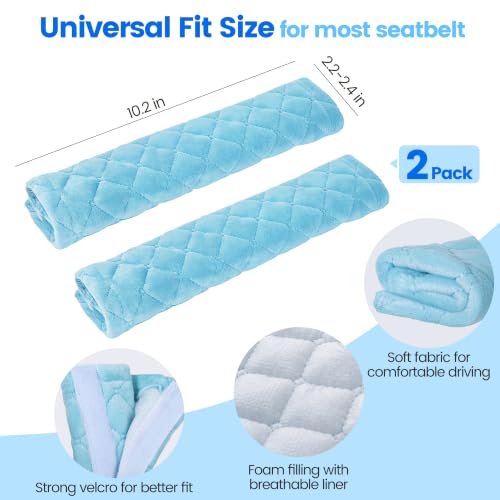 Image of Amooca Soft Auto Seat Belt Cover Seatbelt Shoulder Pad Cushions 2 PCS for a More Comfortable Driving Universal Fit for All Cars and Backpack Light Blue