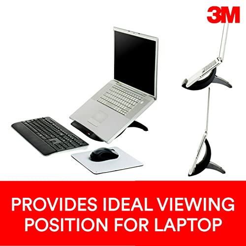 3M Laptop Stand, Raise Screen Height To Reduce Neck Strain, Vertical Design Allows You To Bring Screen Closer, Compact Foot Print Saves Desk Space, Non-Skid Base Keeps Laptop Secure, Black (Lx550) #TOP1