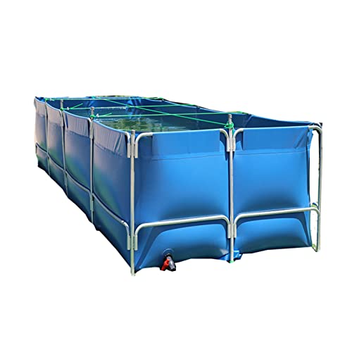 Estanque de Lona para Peces, Piscina elevada Cuadrada de Lona con Soporte de Metal, Acuario Plegable Grande, Piscina Infantil para cría de koi, fácil de Instalar (Color: Azul, tamaño: 1,5 x