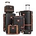 Joyway Luggage Set 3 Piece Suitcase Sets with Spinner Wheel,Hardside Expandable Travel Laggage with TSA Lock (13/20/24/28 Black brown