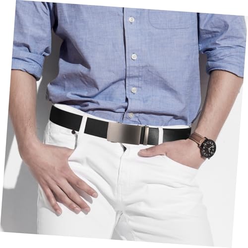 Housoutil 2Pcs Adjustable Ratchet Belt for Men Versatile Waist Belt Effortless Fastening for Business Formal Attire Convenient Buckle4