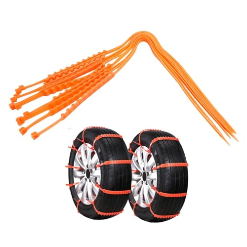Topteng Tire Snow Chains, 10PCS Snow Tire Chain Anti-Skid Belt for Car Truck SUV Emergency Winter Driving (orange, 10Pcs)