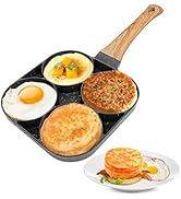 KIPIDA 4 Loch Pancake Pfanne, Burger Pfanne, Multifunktionaler Frühstückspfanne Antihaft Spiegele...