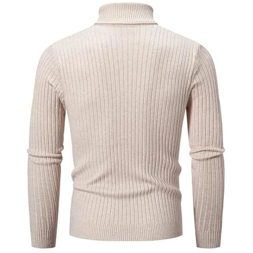 Men Solid Colour High Collar Sweater Casual Slim Fit Pullover Warm Long Sleeve Pullover2