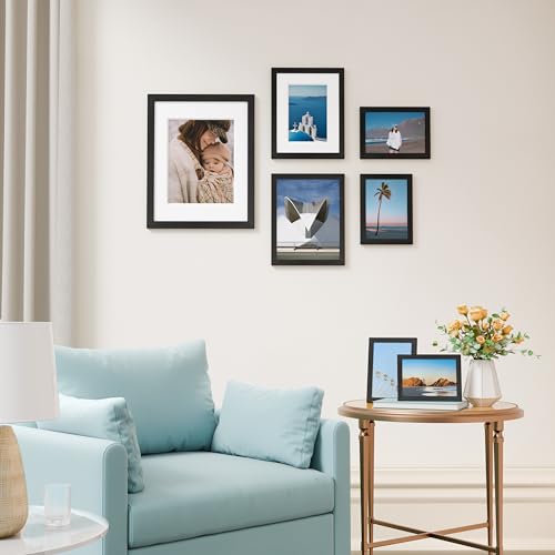 Image of Vittanly 7 Pack Picture Frames, Picture Frames Collage Wall Decor for Wall or Tabletop Display, Multi Sizes with 1Pcs 11x14, 2Pcs 8x10 and 4Pcs 5x7 Photo Frames, Gallery Wall Frame Set in Black