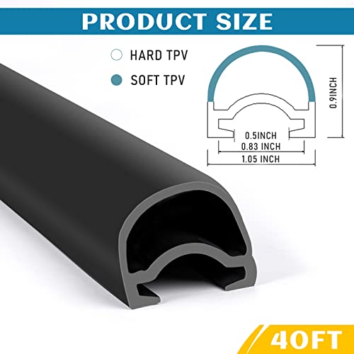 Image of D-Shape RV Slide Out Trim Gaskets - 1 x 15 /16 inch x 40 Ft - Black Replacement Rubber Seal for RV Camper Slide Out - 018-312-EKD