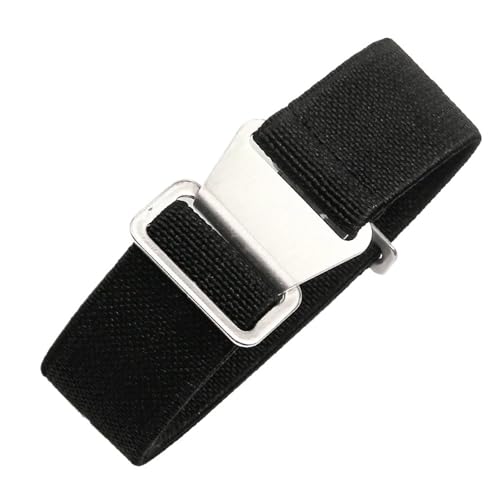 18 20 22mm �i�C�����X�g���b�v Samsung Galaxy Watches 3�Ή� Amazfit Watch Troops �p���V���[�g�o�b�N�p�b�N �E�H�b�`�o���h�Ή�(Black,20MM_SILVER BUCKLE)