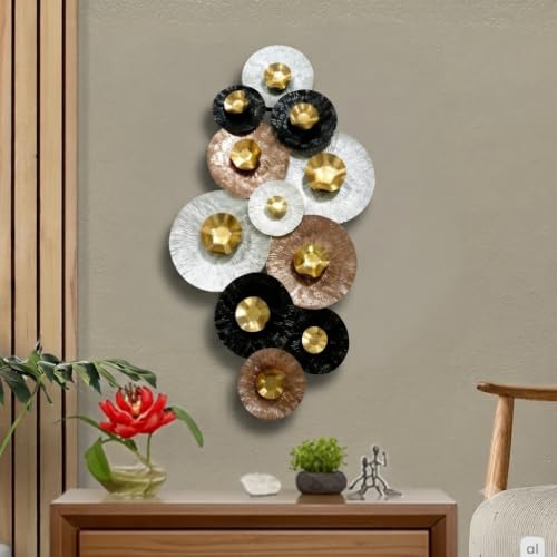 Image of SMILES GIFT Luxury Imported Wall Hanging | Large Contemporary Iron Wall Art - Unique Coin Design | Luxury Decor for Living Room & Office (C)
