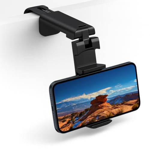DTHGAEYQQ 360 Degree Rotatable Adjustable Phone Holder - Airplane in Flight Plastic Retractable Foldable Travel Essential for Home/Office - Universal Black