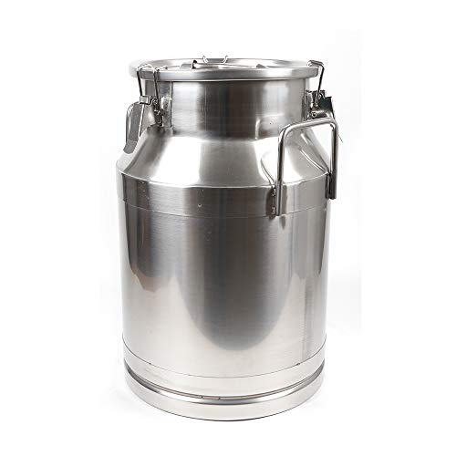 CNCEST 304 Stainless Steel Milk Can Milk Bucket Wine Bucket with Sealed Lid and Spigot Option Beer Brewing Pots Kettles Food Jars Canisters Silver (40L/10.57Gallon)