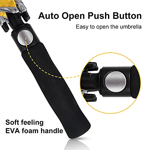 Doubwell Uv Protection Golf Umbrella 62/68 Inch Large Umbrella Automatic Open Windproof Sturdy Construction Shade For Sun And Rain (68 Inch, Silver/Yellow) #TOP4