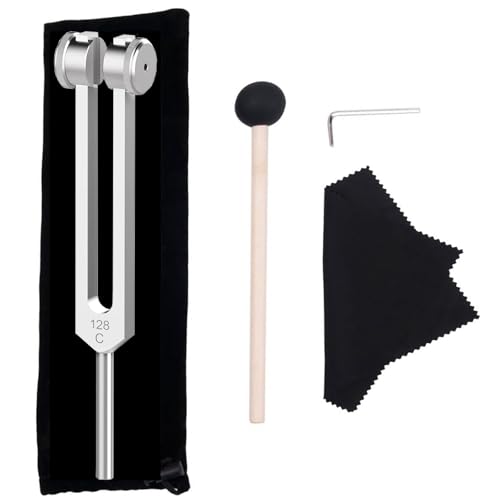 128 Hz Weighted Tuning Fork Medical-Grade Tuning Forks for Healing-Professional Medical-Tuning Fork C128 with Mallet Essential Yoga and Meditation Accessories & Sound Healing Instruments