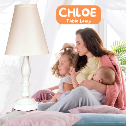 Lightaccents Chloe White Bedside Table Lamp With Fabric Bell Shade - Small White Lamps For Bedrooms - Nightstand Lamp For Bedroom Classic Design (Pure White) #TOP1