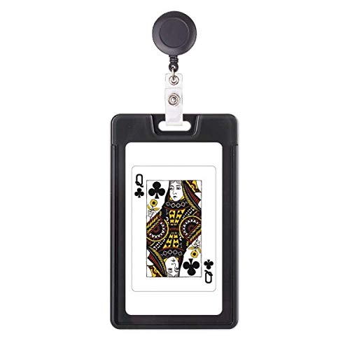 Étui rétractable pour badge Club Q motif cartes à jouer avec enrouleur robuste