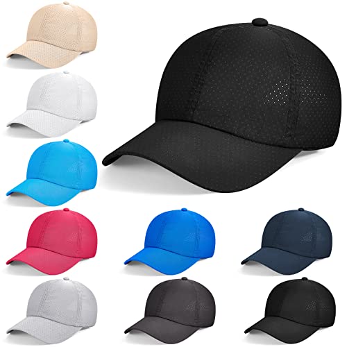 9 Pcs Mesh Baseball Cap Bulk Unisex Breathable Sun Hat Sports Running Hats For Women And Men Adjustable Size Plain Blank Trucker Hat With Adjustable Back Strap #TOP27