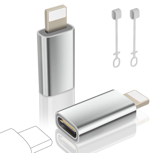 layajia USB C auf Lightning Adapter, Adapter USB C auf Lightning für iPhone 14/13/12/11/iPad/Airpads, Unterstützt Laden/Datensynchronisation, Nicht für Kopfhörer/Audio/OTG, Anti-Lost, 2 Stück