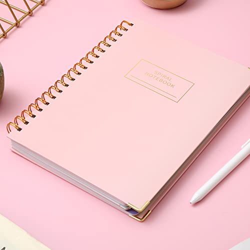 Hardcover Spiral Notebook With Tabs 8"X10" Large Spiral Lined Journals For Women With Dividers 240 Pages College Ruled Composition Notebook 5 Subject Notebooks For Work, Back To School, Gifts, Pink #TOP3