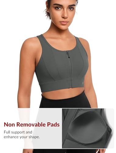 Image of Yvette Front Closure High Impact Sports Bra for Women | Cup Sizes A to DDD Up to 5XL, Sewn in Pads, No Underwire, Breathable Fabric Moisture-Wicking, Easy on and off, Full Coverage