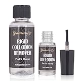 Paminify Rigid Collodion and Remover Kit,SFX Makeup Scarring Liquid with Brush,Liquid Scar Makeup,Special Effects Fake Scar for Halloween,Cosplay, Costume,5 ml+30 ml