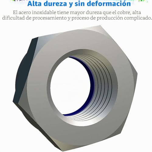 Miniatura 3 de M16 Tuercas Autoblocantes, Tuercas De Seguridad De Nylon, 10 Piezas De Tuercas De Seguridad De Acero Aleado Con Hexágono, Autobloqueo, Antideslizante Con Seguridad. Din985 Iso 10511 16mm Ø