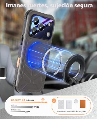 Funda para iPhone 17 Pro Max Beeasy impermeable y magnética negra con protección 360 5