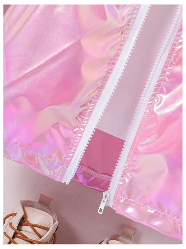 SOLY HUX Toddler Girl's Zip Up Hoodie Jacket Laser Shiny Long Sleeve Elastic Winter Warm Coats Clothes4