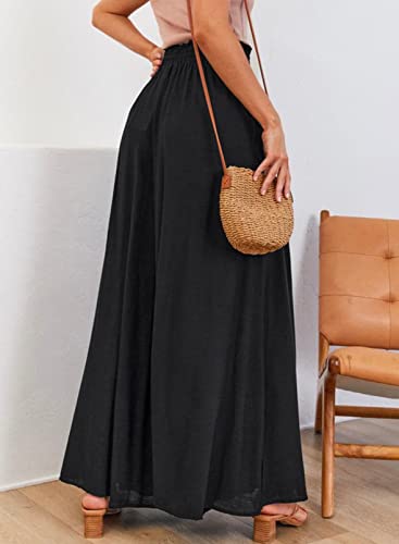 Image of Dokotoo Pants for Women Casual Elastic Waist Wide Leg Pants with Pockets