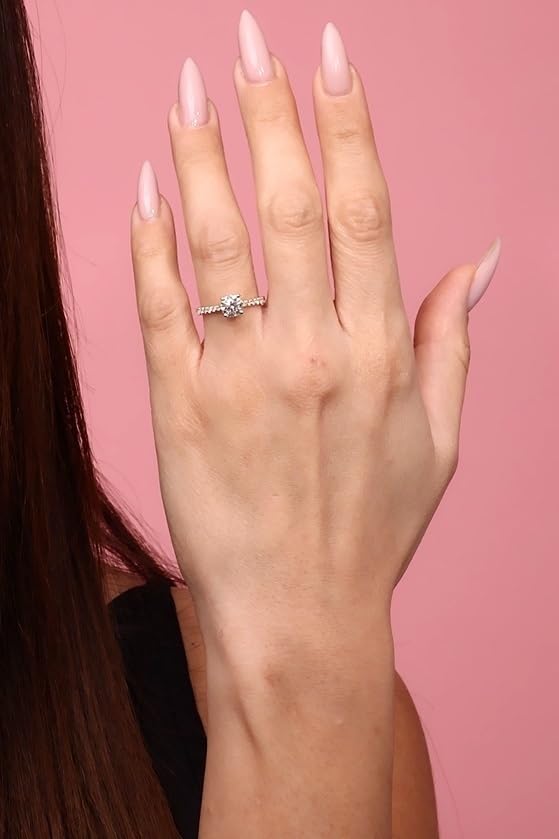 1.50/2.50 Cttw Round Brilliant Cut Lab Grown Diamond and Moissanite Engagement Ring 14k White/Yellow Gold (D-E/VS, D-E/VS) | Comes With Gift Box4