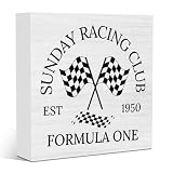 Funny Formula 1 Decoration for Home Racing Car Themed Decoration Sunday Racing Club Est 1950 FormulaOne Gifts for Nascar Racer Motorsport Lovers Athlete Coach Box Box Formula One 5 X 5 Inches